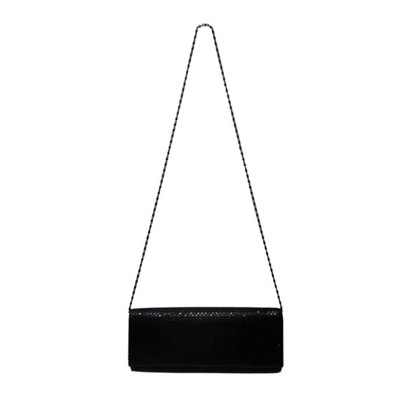 Unbranded Black Metallic Mesh Shoulder Bag Chain Strap Clutch Sz M - Picture 1 of 8